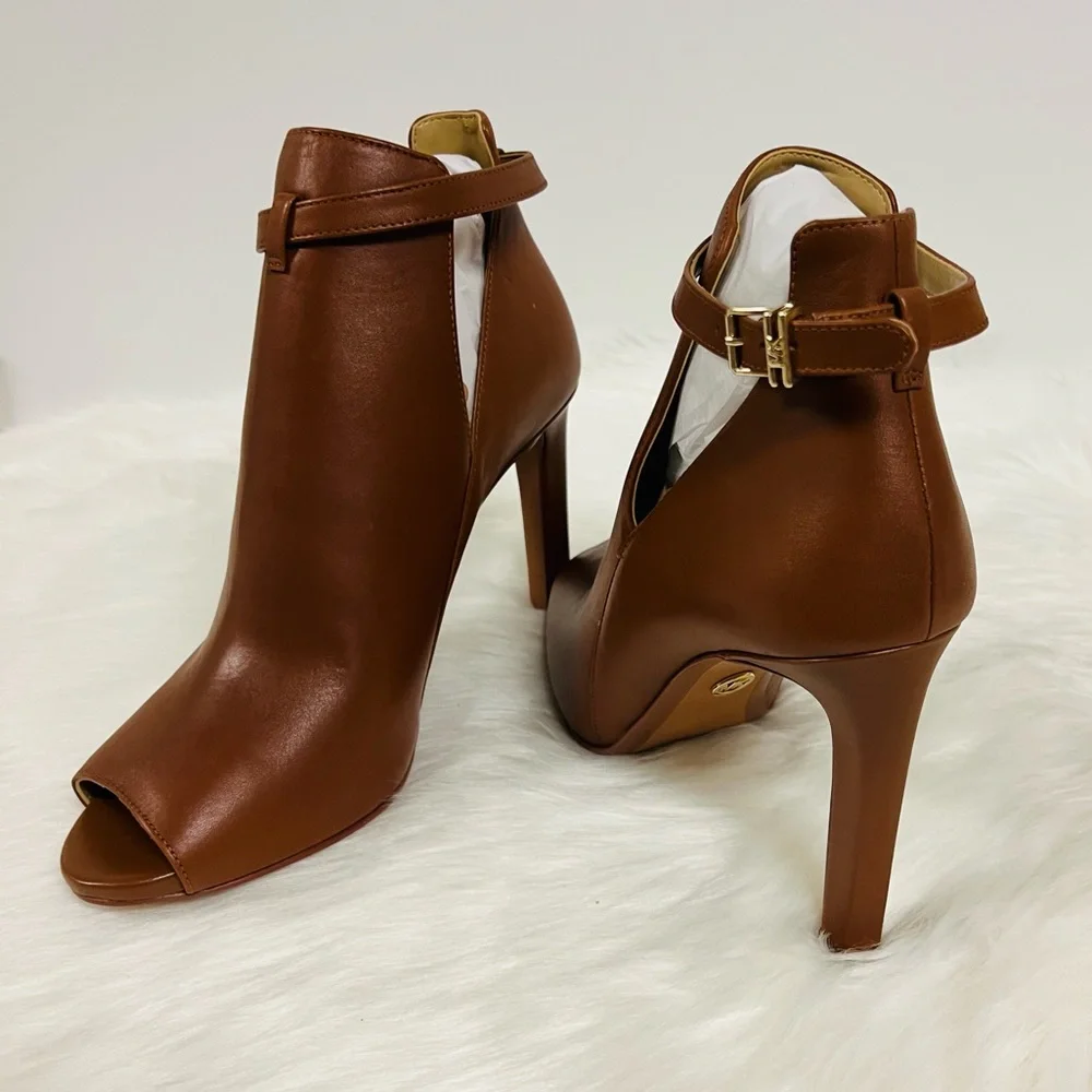 MICHAEL Michael Kors Lawson Leather Open-Toe Ankle Boot In Luggage Size … - Picture 4 of 10